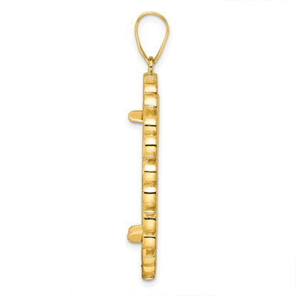 Wideband Distinguished Coin Jewelry 14k Polished and Diamond-cut Fancy 27.0mm Prong Coin Bezel Pendant