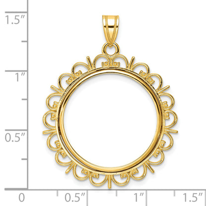 Wideband Distinguished Coin Jewelry 14k Polished Fancy 22.0mm Prong Coin Bezel Pendant