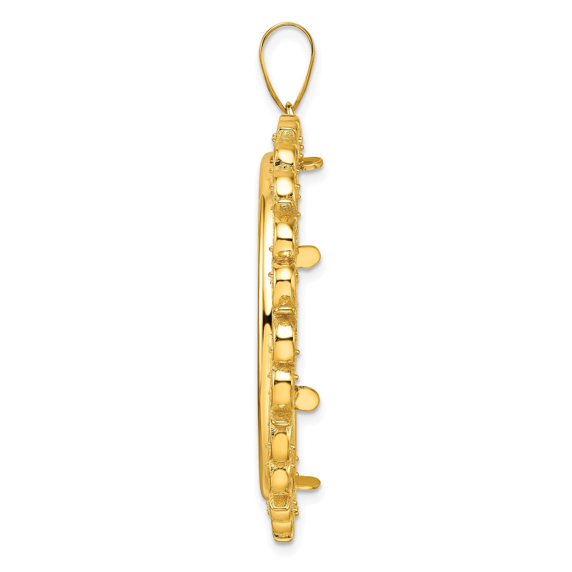 Wideband Distinguished Coin Jewelry 14k Polished Fancy 32.7mm Prong Coin Bezel Pendant