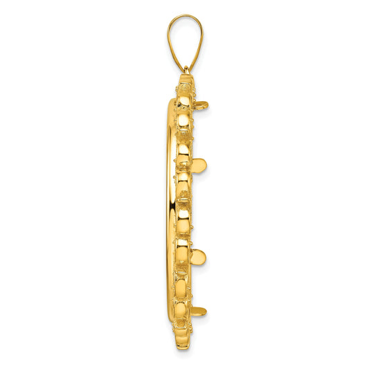Wideband Distinguished Coin Jewelry 14k Polished Fancy 32.7mm Prong Coin Bezel Pendant