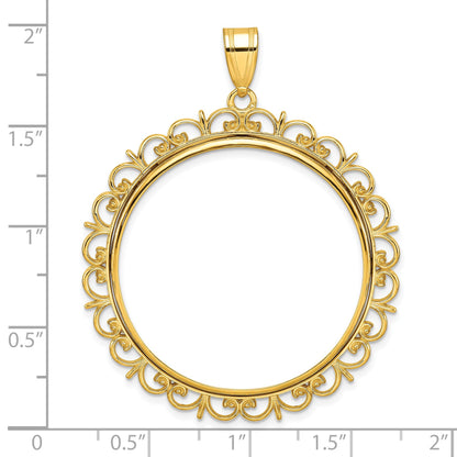 Wideband Distinguished Coin Jewelry 14k Polished Fancy 32.7mm Prong Coin Bezel Pendant