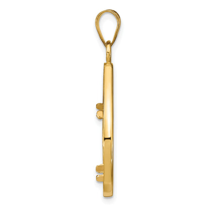 Wideband Distinguished Coin Jewelry 14k Polished and Diamond-cut Lightweight Teardrop 16.5mm Prong Coin Bezel Pendant