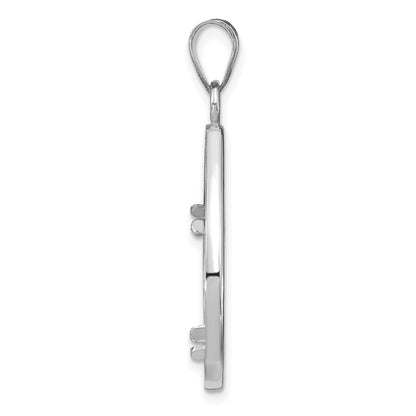 Wideband Distinguished Coin Jewelry 14k White Gold Polished and Diamond-cut Teardrop 16.5mm Prong Coin Bezel Pendant