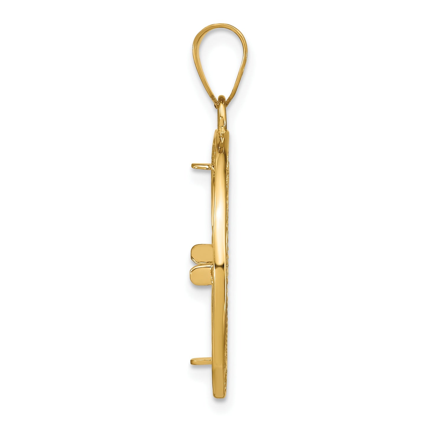 Wideband Distinguished Coin Jewelry 14k Polished and Diamond-cut Fancy Wire 16.5mm Prong Coin Bezel Pendant