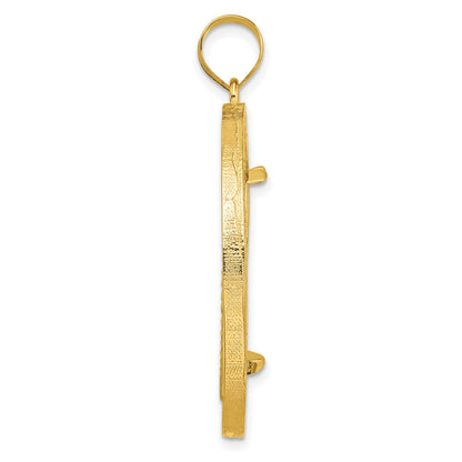 Wideband Distinguished Coin Jewelry 14k Polished and Diamond-cut Fancy Wire 27.0mm Prong Coin Bezel Pendant