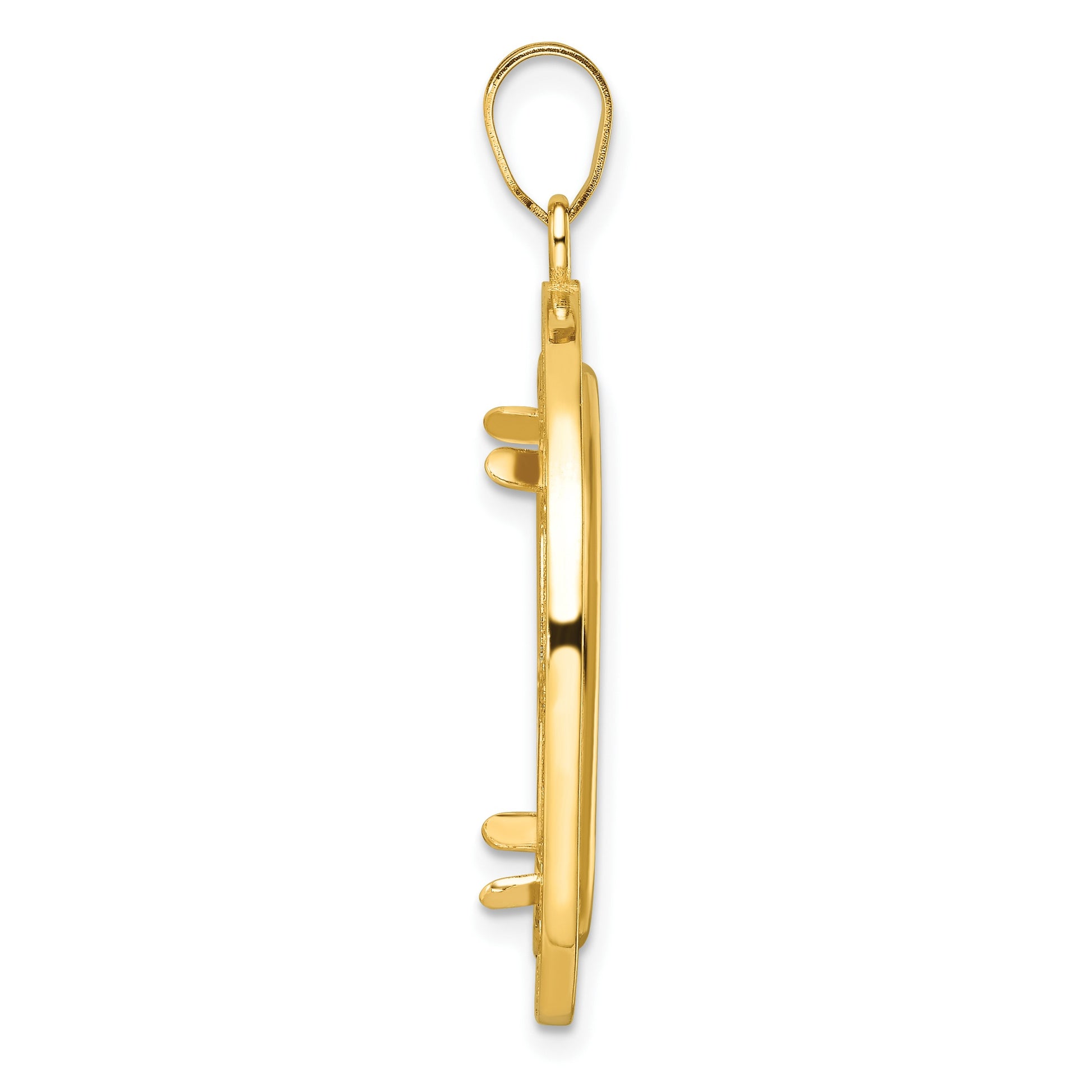 Wideband Distinguished Coin Jewelry 14k Polished Fancy Wire 22.0mm Prong Coin Bezel Pendant