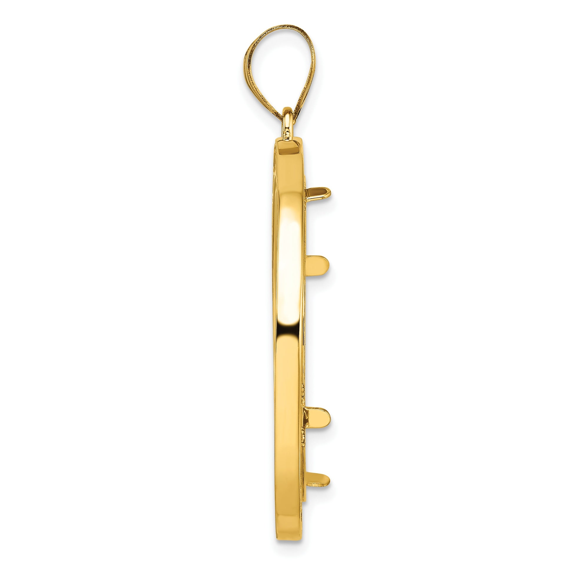 Wideband Distinguished Coin Jewelry 14k Polished Fancy Wire 27.0mm Prong Coin Bezel Pendant