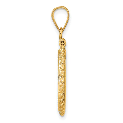 Wideband Distinguished Coin Jewelry 14k Polished and Diamond-cut Casted Rope 16.5mm x 1.35mm Screw Top Coin Bezel Pendant