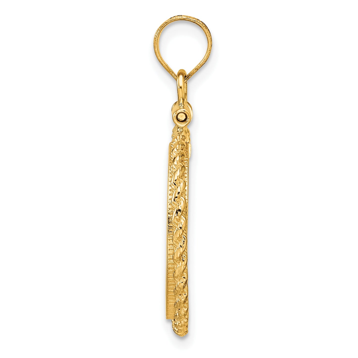 Wideband Distinguished Coin Jewelry 14k Polished Casted Rope 16.5mm x 1.35mm Screw Top Coin Bezel Pendant