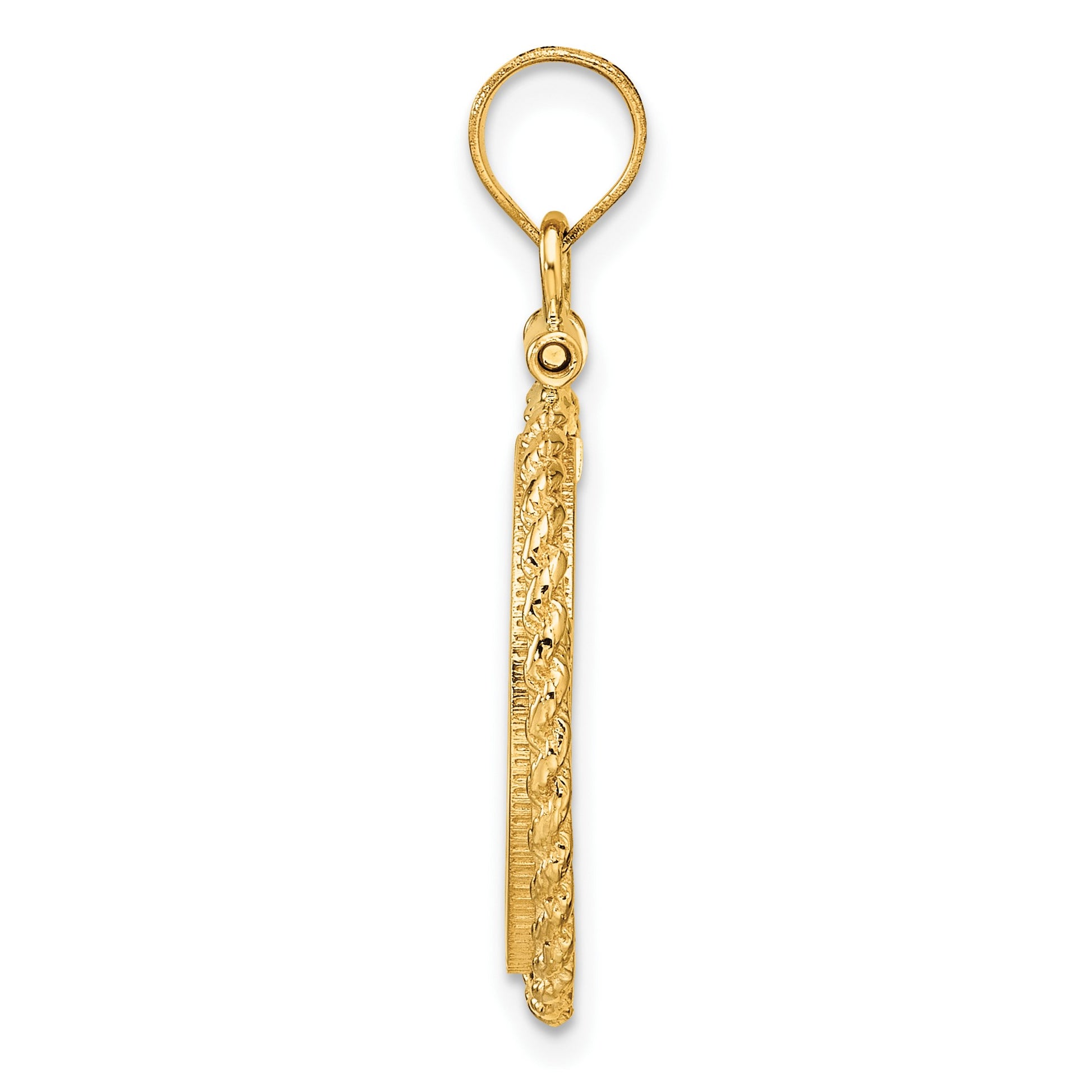 Wideband Distinguished Coin Jewelry 14k Polished Casted Rope 16.5mm x 1.35mm Screw Top Coin Bezel Pendant