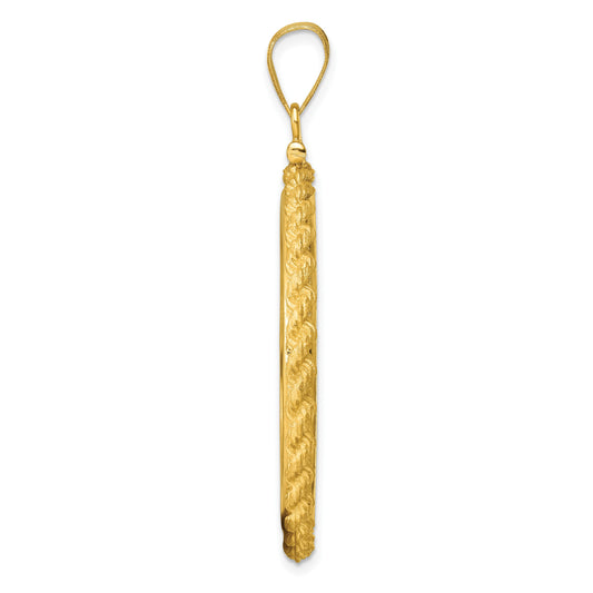 Wideband Distinguished Coin Jewelry 14k Polished Casted Rope 32.0mm x 2.85mm Screw Top Coin Bezel Pendant