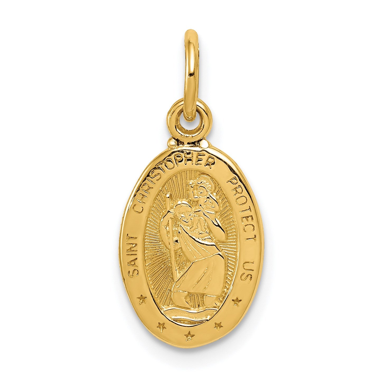 14k Polished Small Saint Christopher Medal Oval Charm