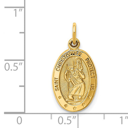 14k Polished Saint Christopher Medal Oval Charm