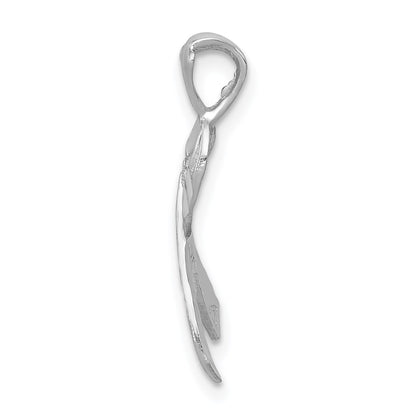 14k White Gold Diamond-cut Awareness Ribbon Pendant