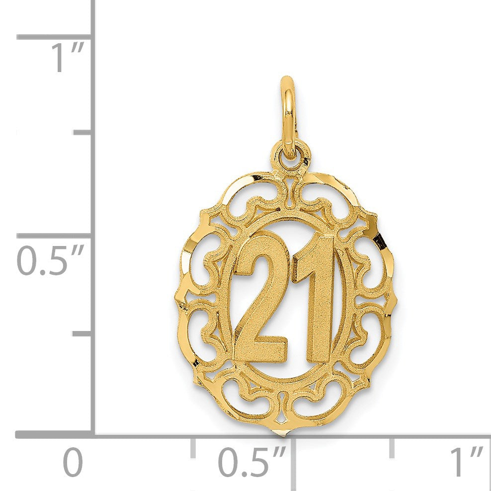 14k Diamond-cut 21 in Oval Pendant