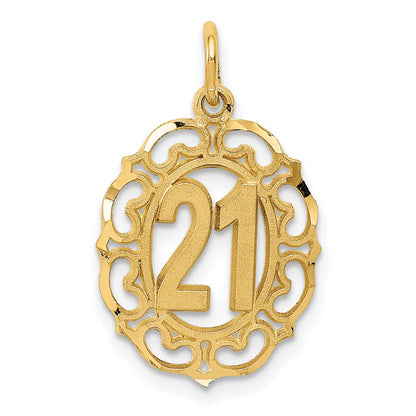 14k Diamond-cut 21 in Oval Pendant