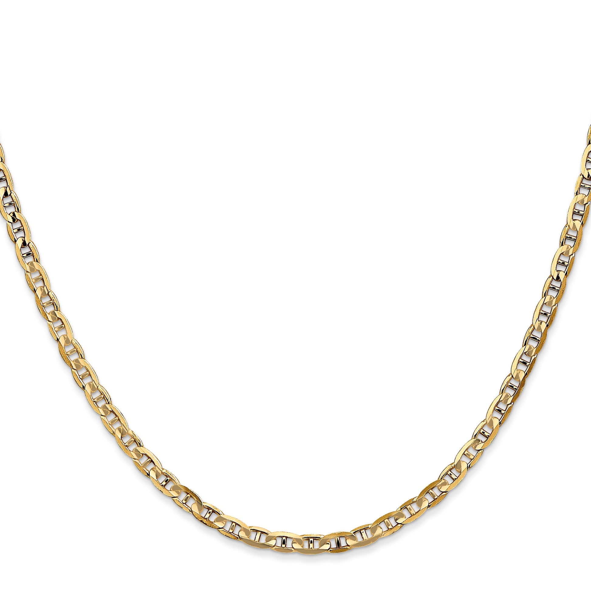 14K 24 inch 3mm Concave Anchor with Lobster Clasp Chain