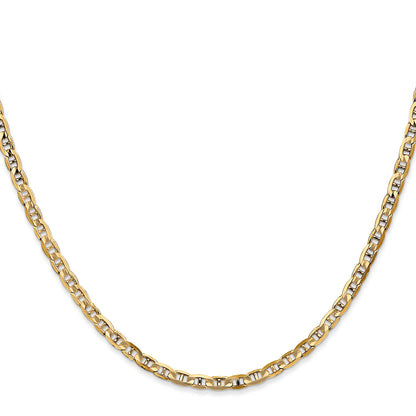 14K 24 inch 3mm Concave Anchor with Lobster Clasp Chain