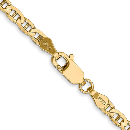 14K 18 inch 3mm Concave Anchor with Lobster Clasp Chain