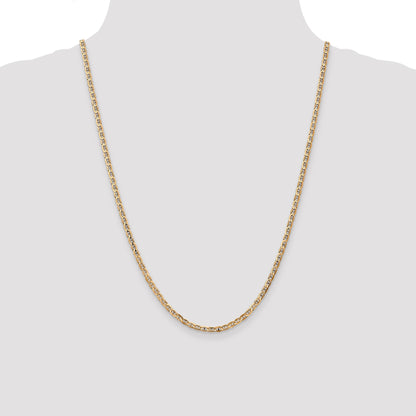 14K 24 inch 3mm Concave Anchor with Lobster Clasp Chain