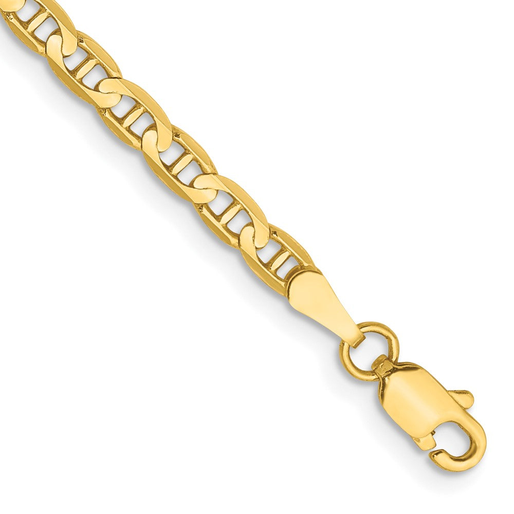 14K 10 inch 3mm Concave Anchor with Lobster Clasp Chain