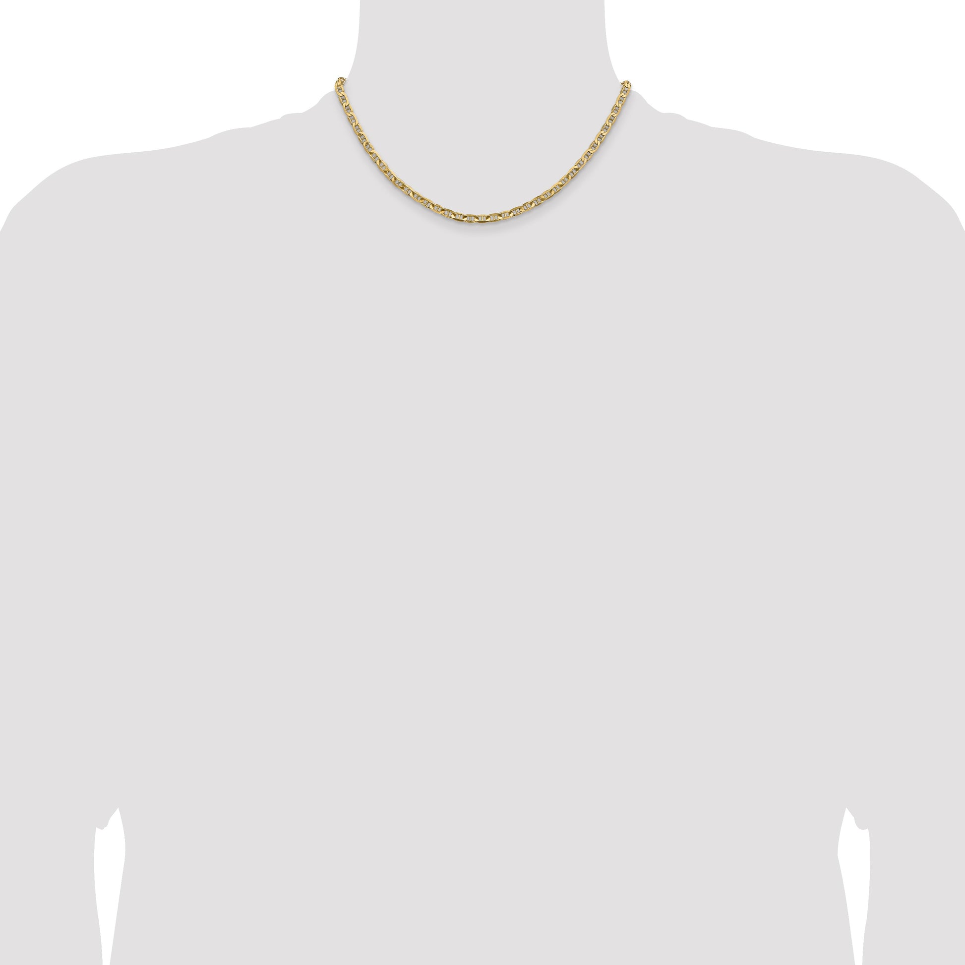 14K 16 inch 3.75mm Concave Anchor with Lobster Clasp Chain