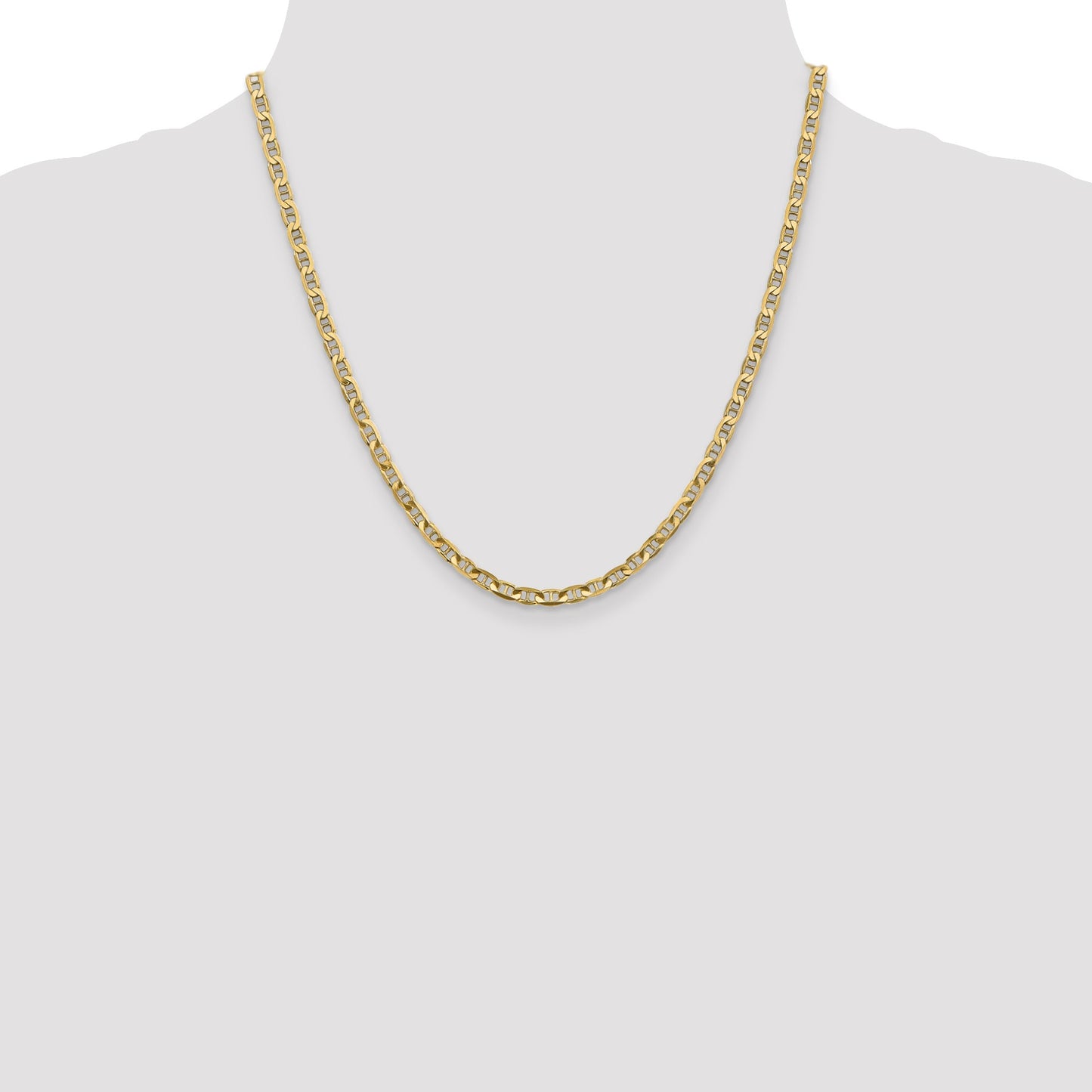 14K 20 inch 3.75mm Concave Anchor with Lobster Clasp Chain