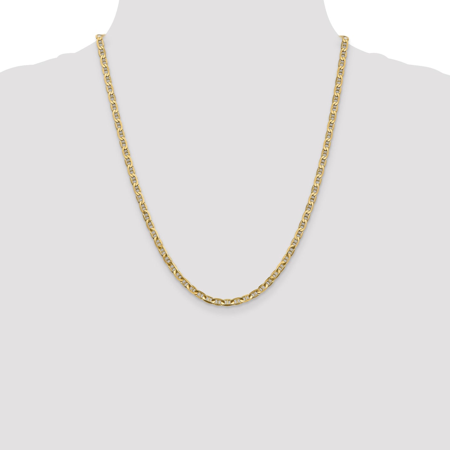 14K 22 inch 3.75mm Concave Anchor with Lobster Clasp Chain