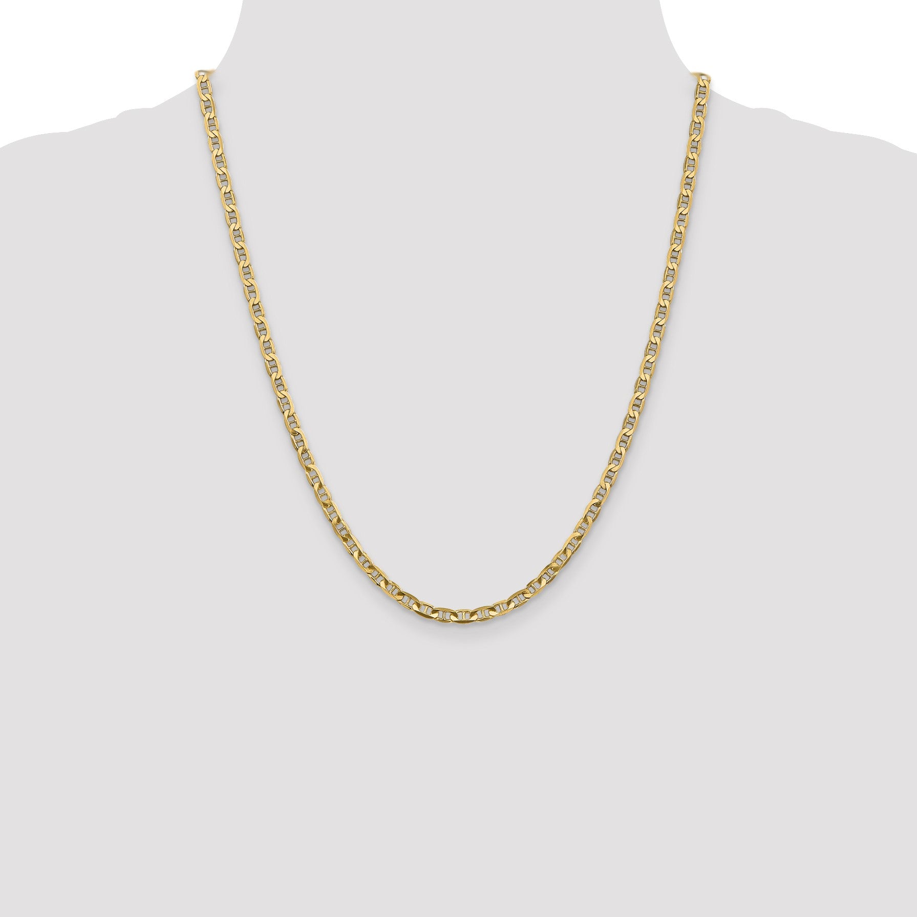 14K 22 inch 3.75mm Concave Anchor with Lobster Clasp Chain