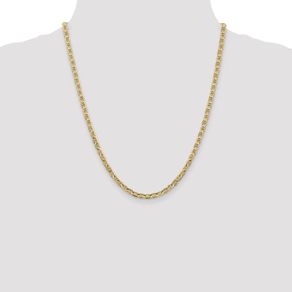 14K 22 inch 3.75mm Concave Anchor with Lobster Clasp Chain