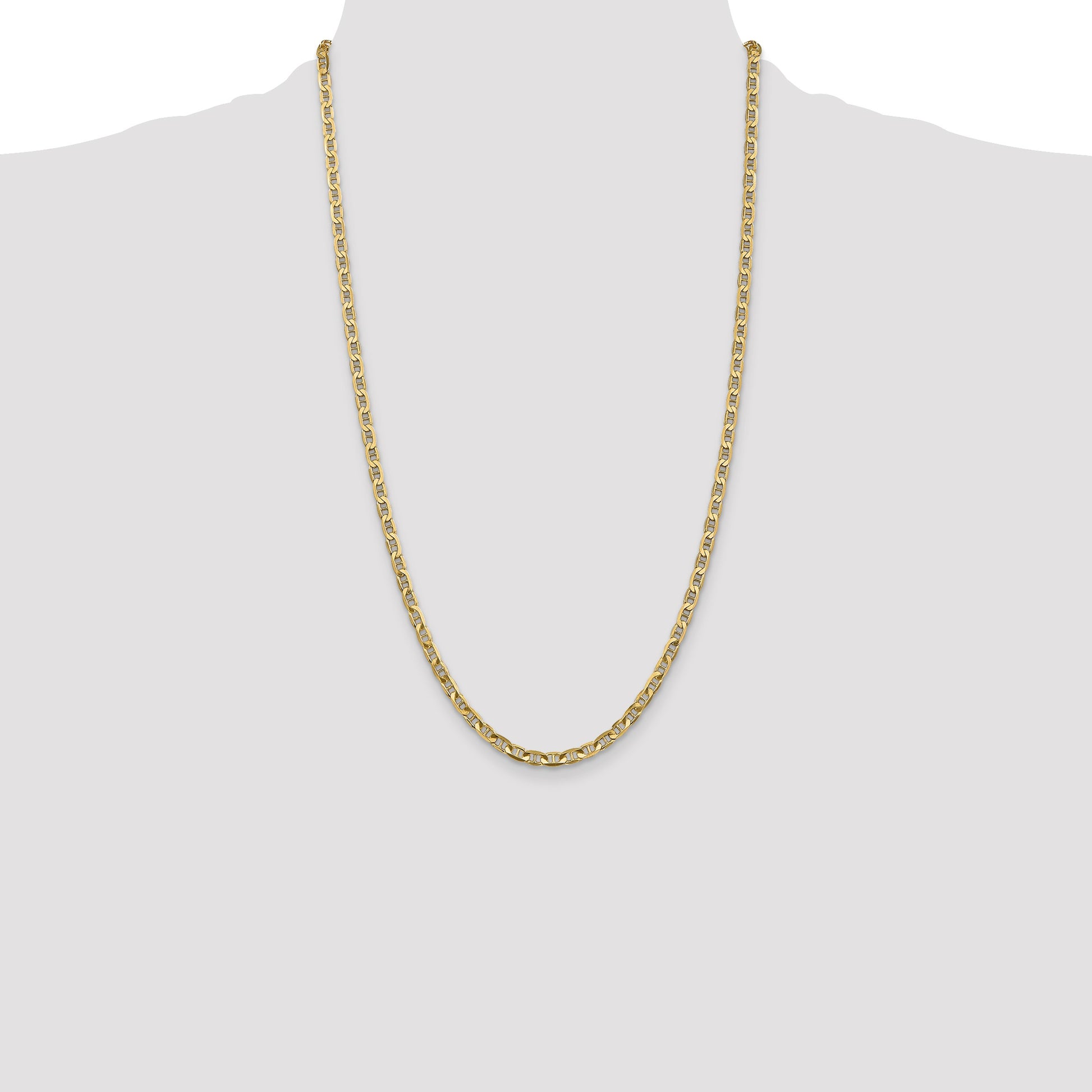14K 26 inch 3.75mm Concave Anchor with Lobster Clasp Chain