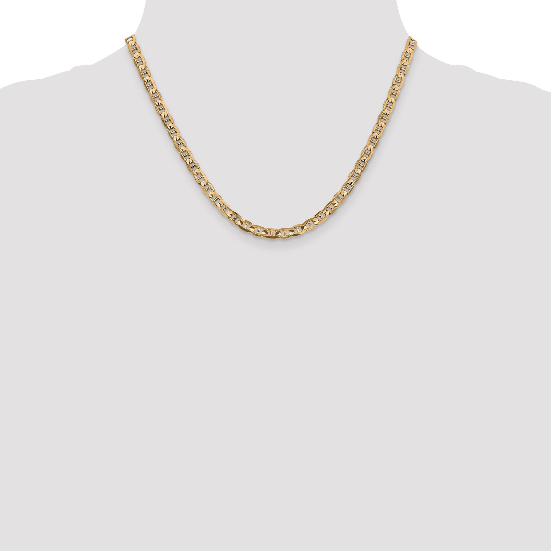 14K 18 inch 4.5mm Concave Anchor with Lobster Clasp Chain