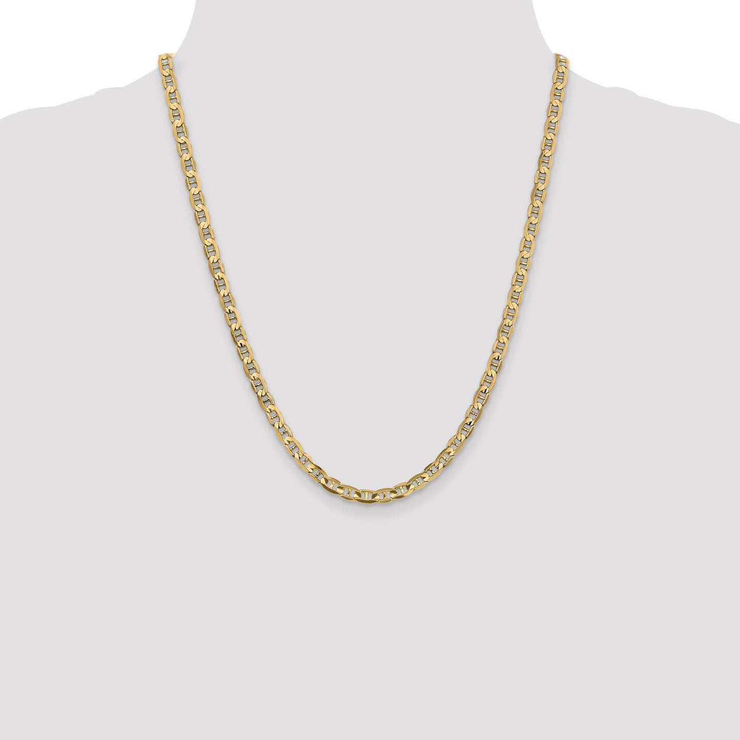 14K 22 inch 4.5mm Concave Anchor with Lobster Clasp Chain