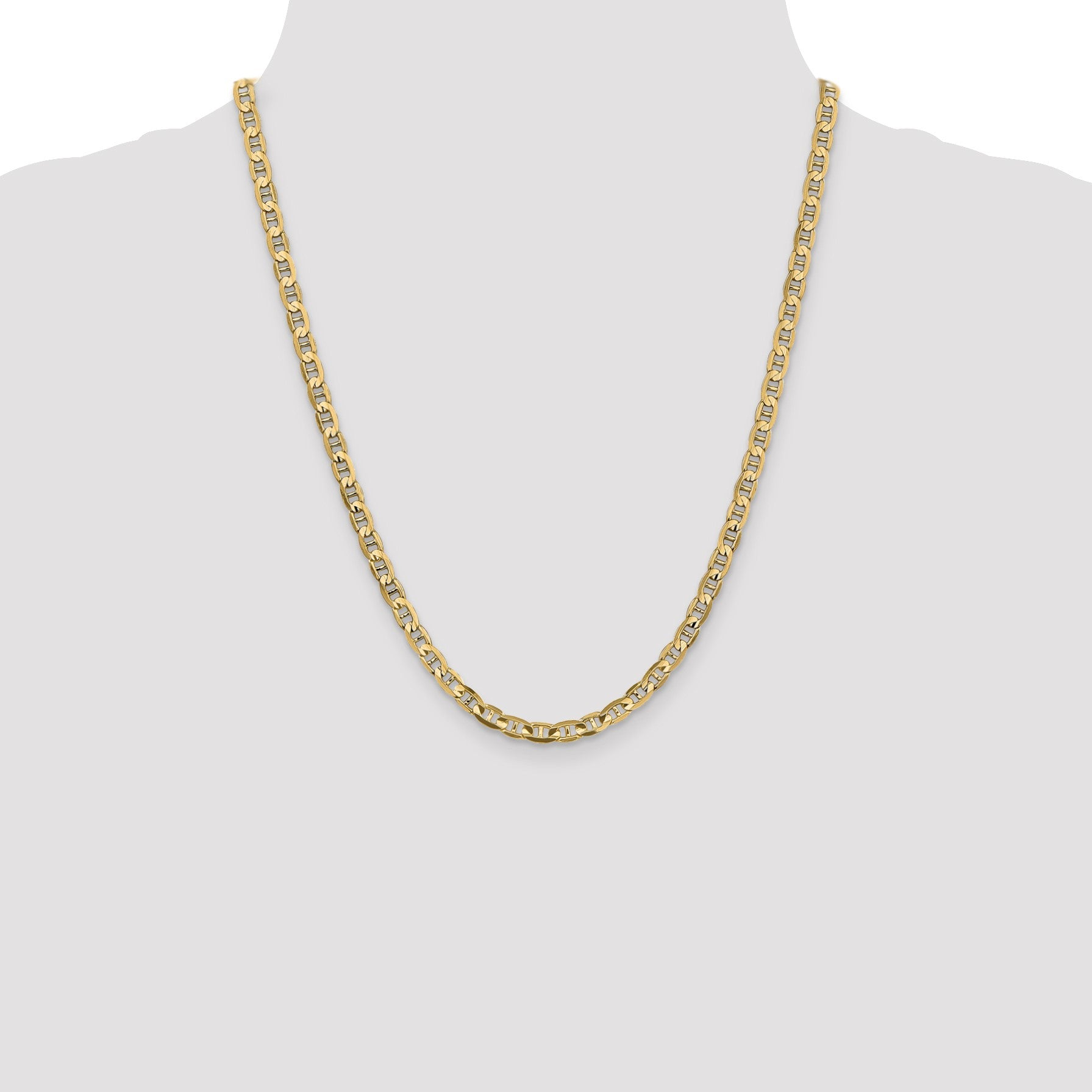 14K 22 inch 4.5mm Concave Anchor with Lobster Clasp Chain