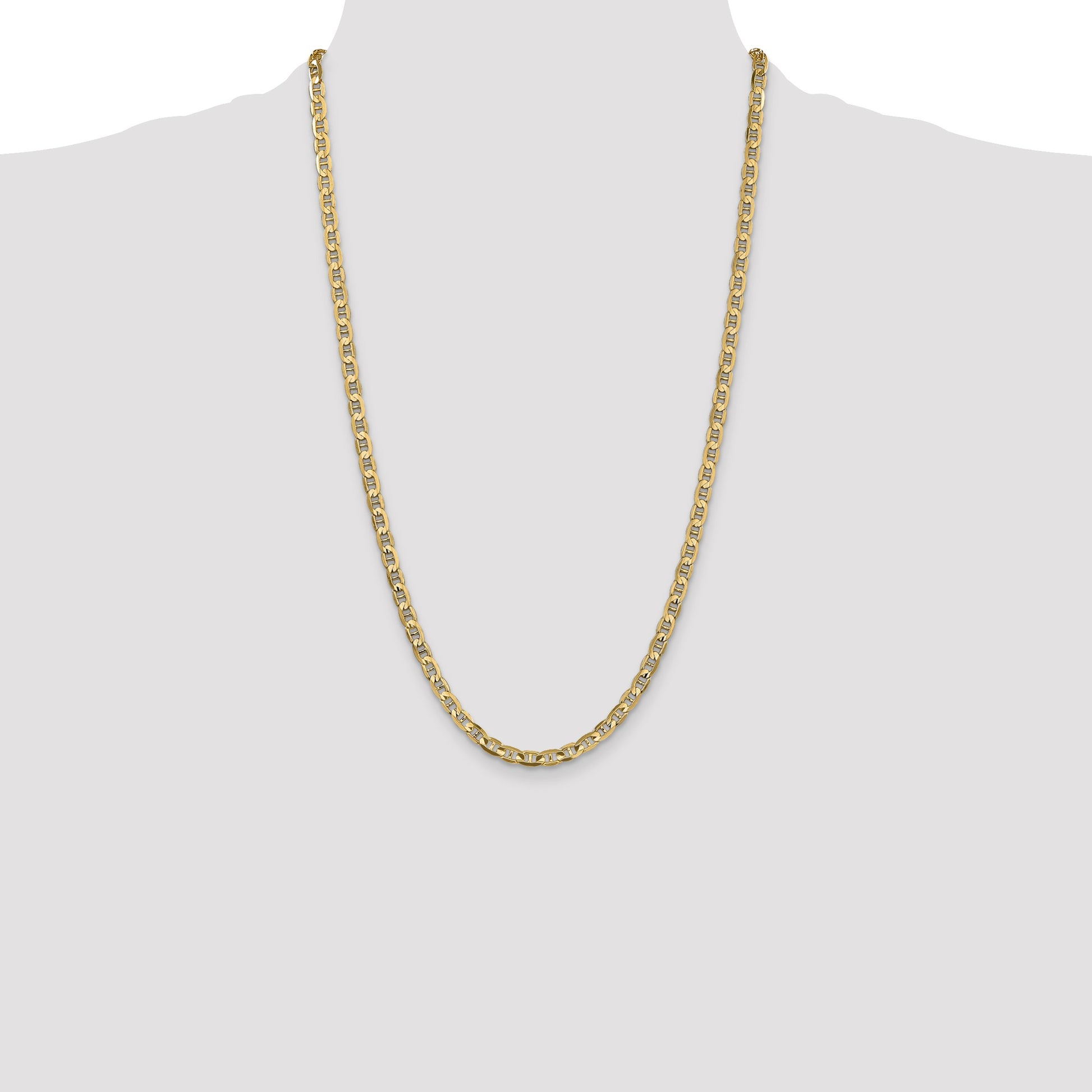 14K 26 inch 4.5mm Concave Anchor with Lobster Clasp Chain