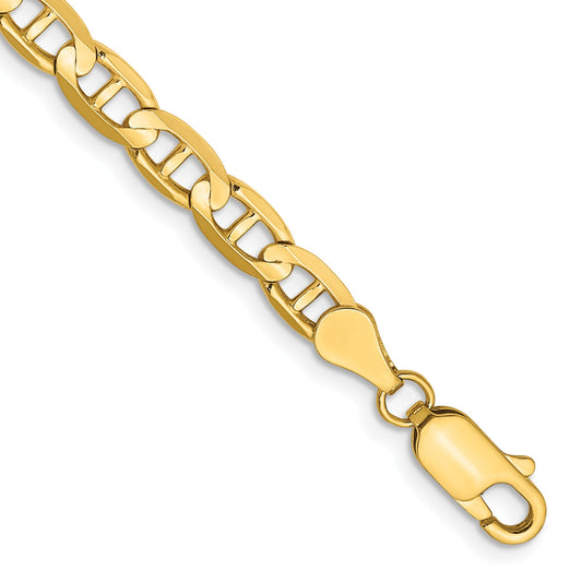14K 9 inch 4.5mm Concave Anchor with Lobster Clasp Chain