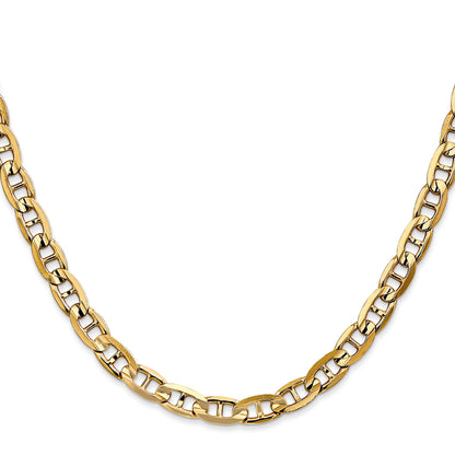 14K 26 inch 5.25mm Concave Anchor with Lobster Clasp Chain