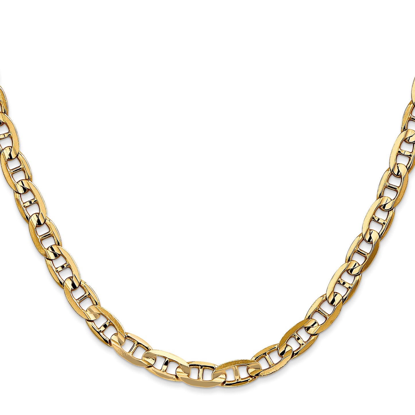 14K 20 inch 5.25mm Concave Anchor with Lobster Clasp Chain