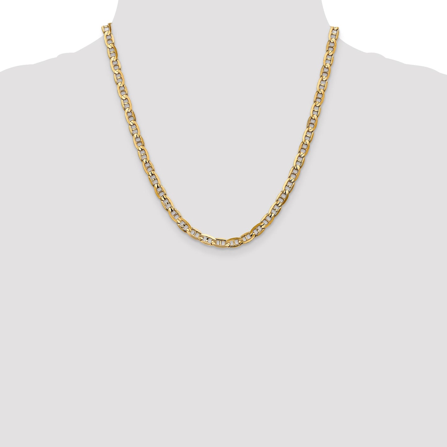14K 20 inch 5.25mm Concave Anchor with Lobster Clasp Chain