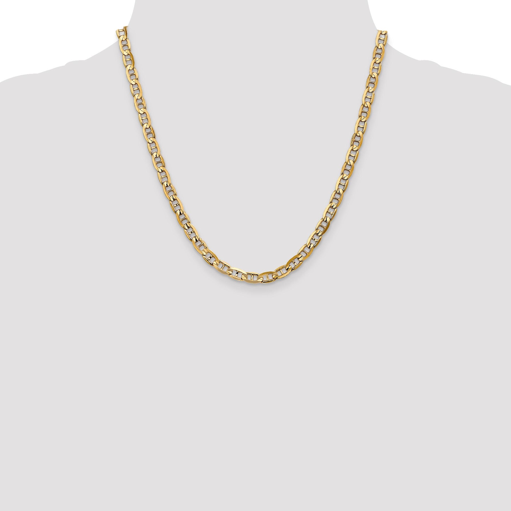 14K 20 inch 5.25mm Concave Anchor with Lobster Clasp Chain