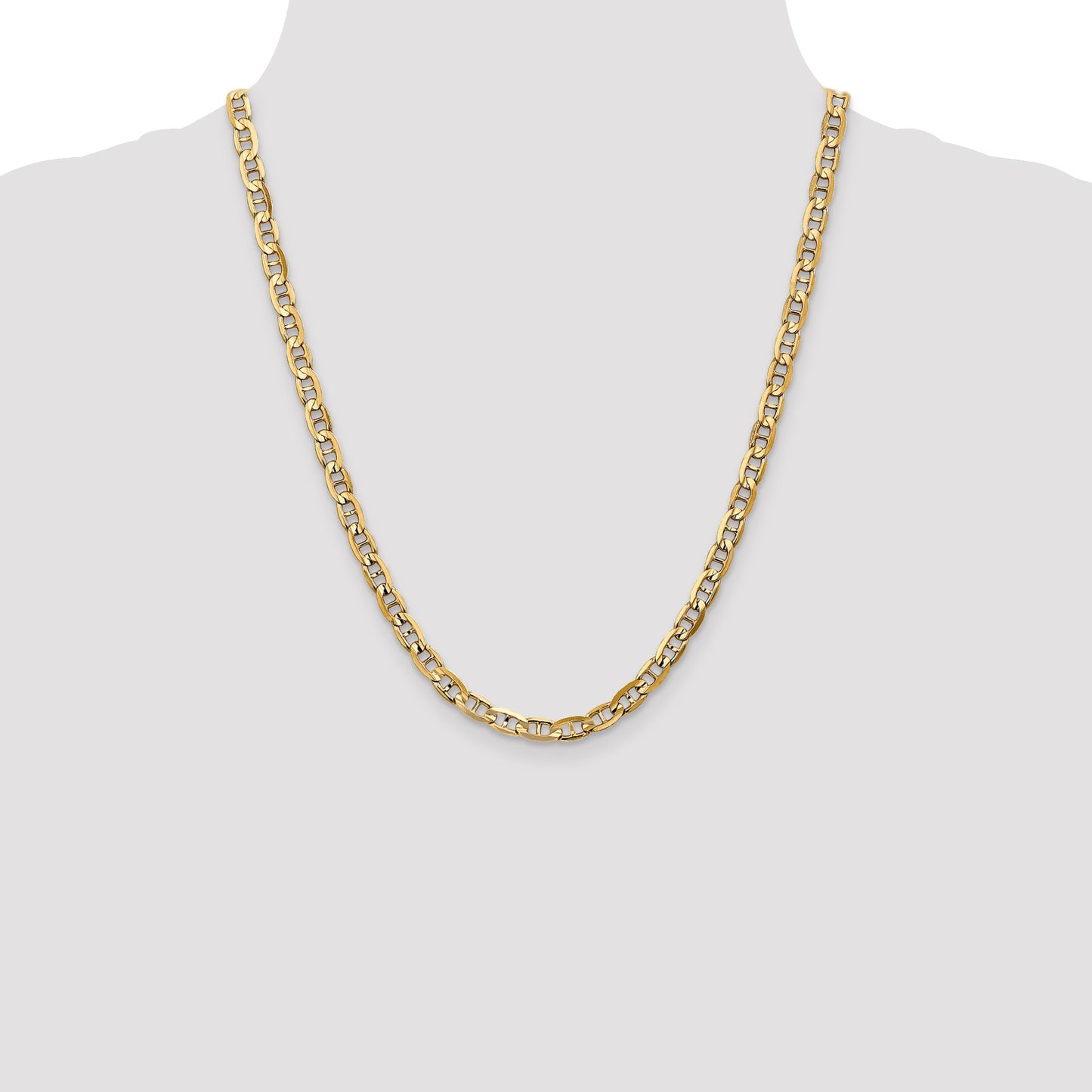 14K 22 inch 5.25mm Concave Anchor with Lobster Clasp Chain