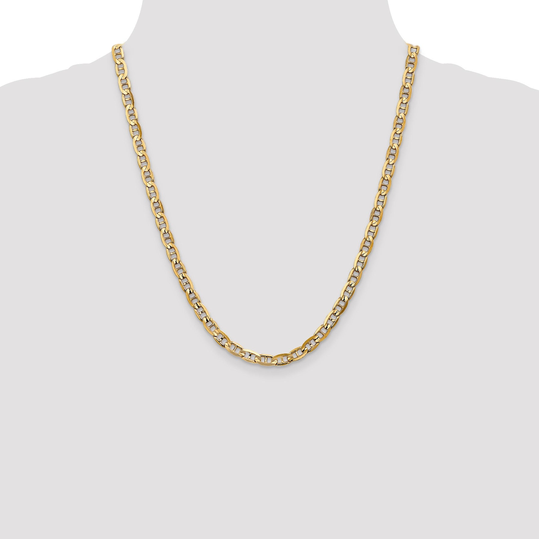14K 22 inch 5.25mm Concave Anchor with Lobster Clasp Chain