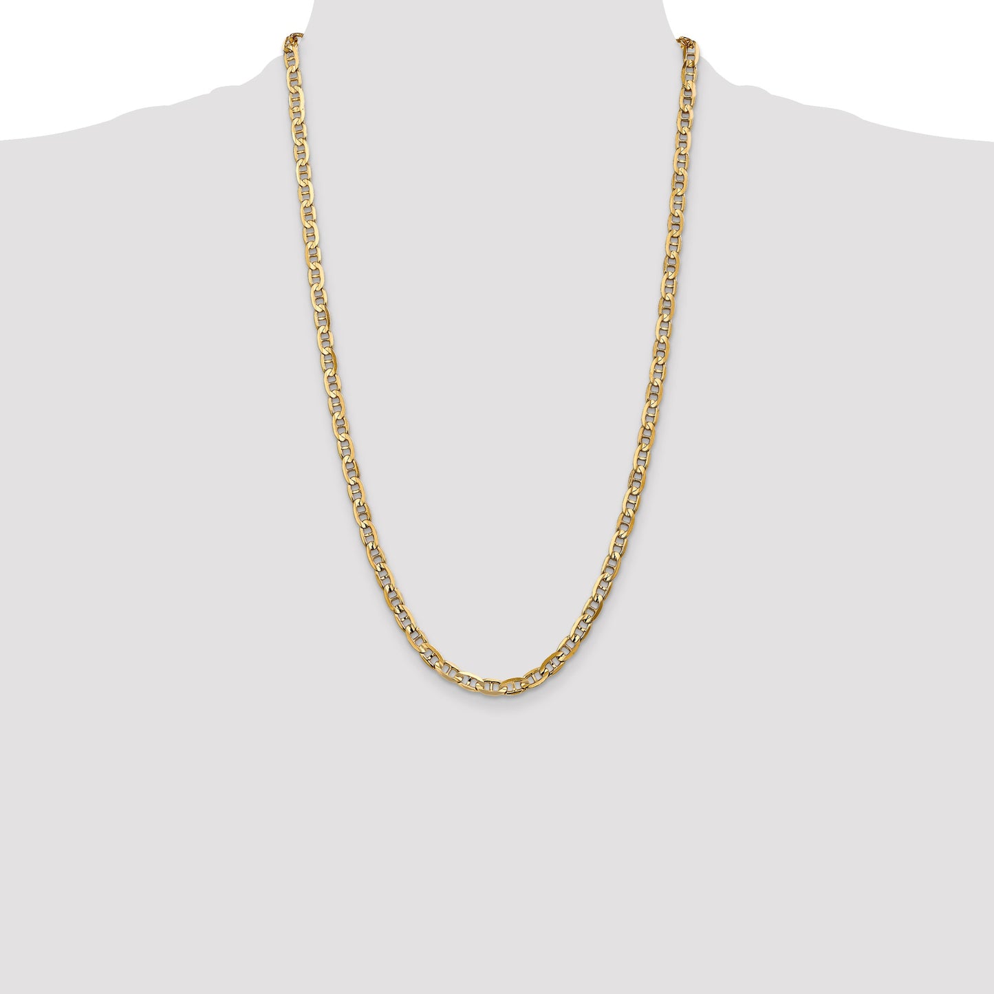 14K 26 inch 5.25mm Concave Anchor with Lobster Clasp Chain
