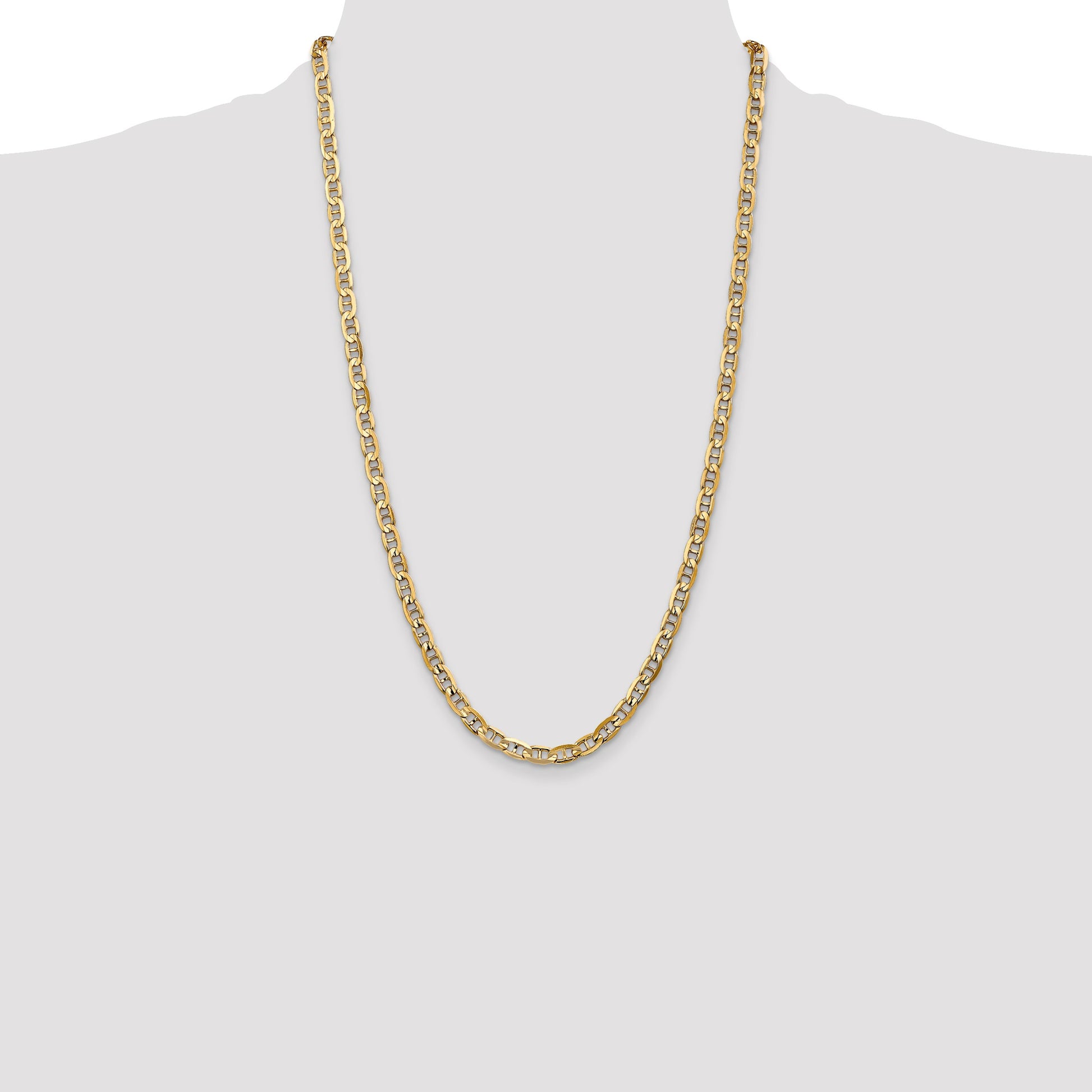 14K 26 inch 5.25mm Concave Anchor with Lobster Clasp Chain