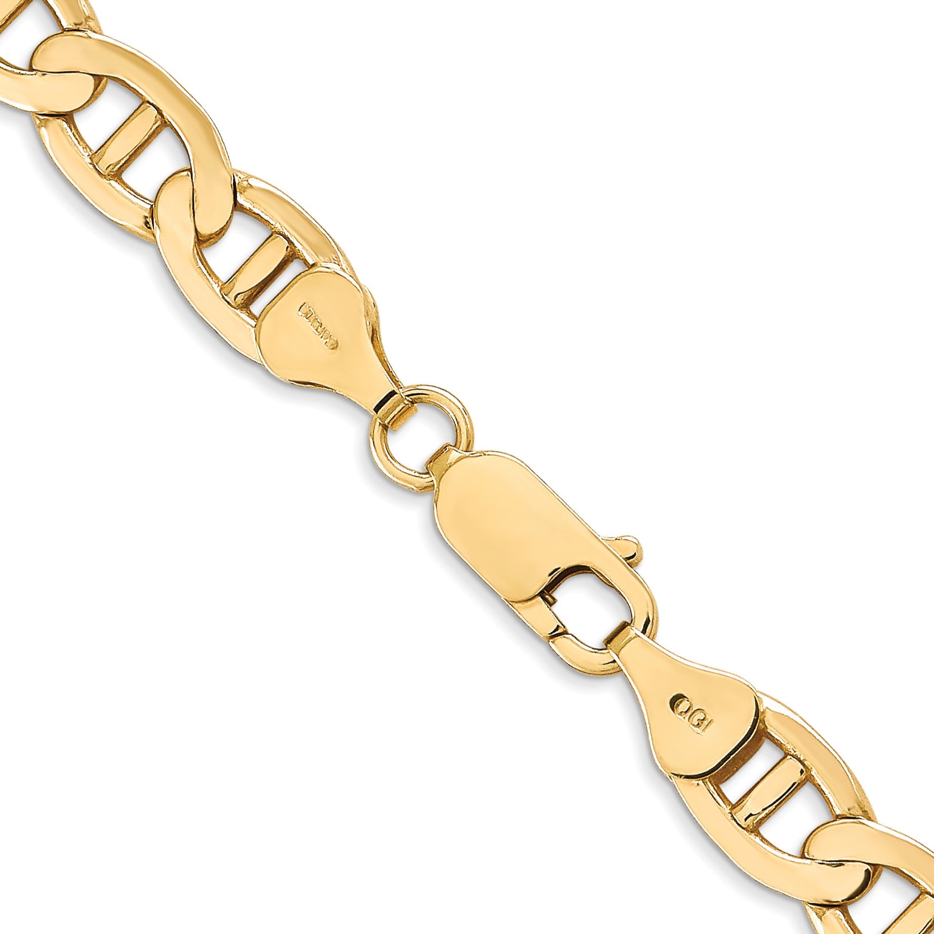 14K 20 inch 7mm Concave Anchor with Lobster Clasp Chain