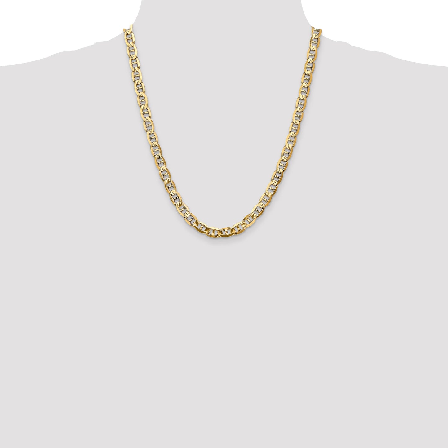 14K 22 inch 7mm Concave Anchor with Lobster Clasp Chain