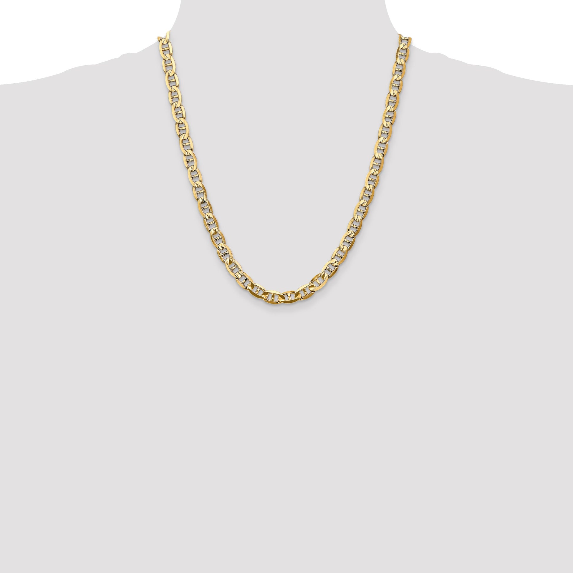 14K 22 inch 7mm Concave Anchor with Lobster Clasp Chain