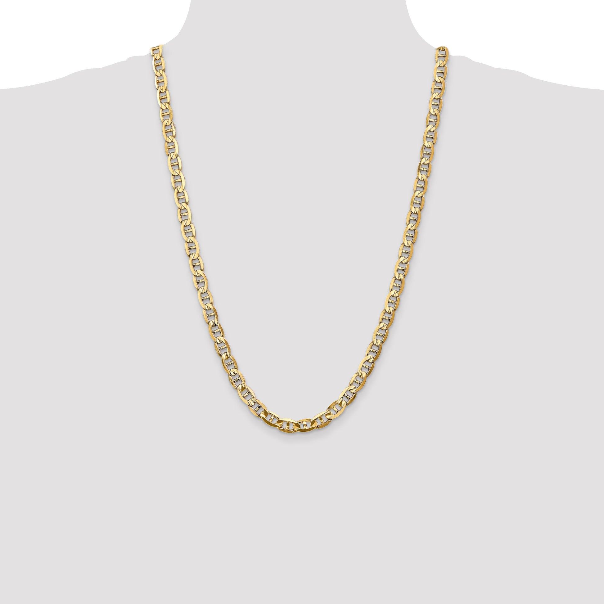 14K 26 inch 7mm Concave Anchor with Lobster Clasp Chain