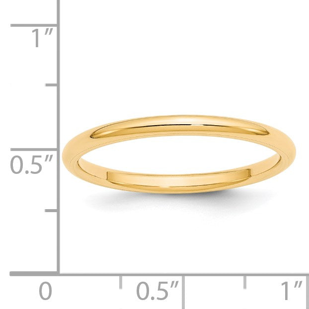 14k Yellow Gold 2mm Standard Weight Comfort Fit Wedding Band Size 11