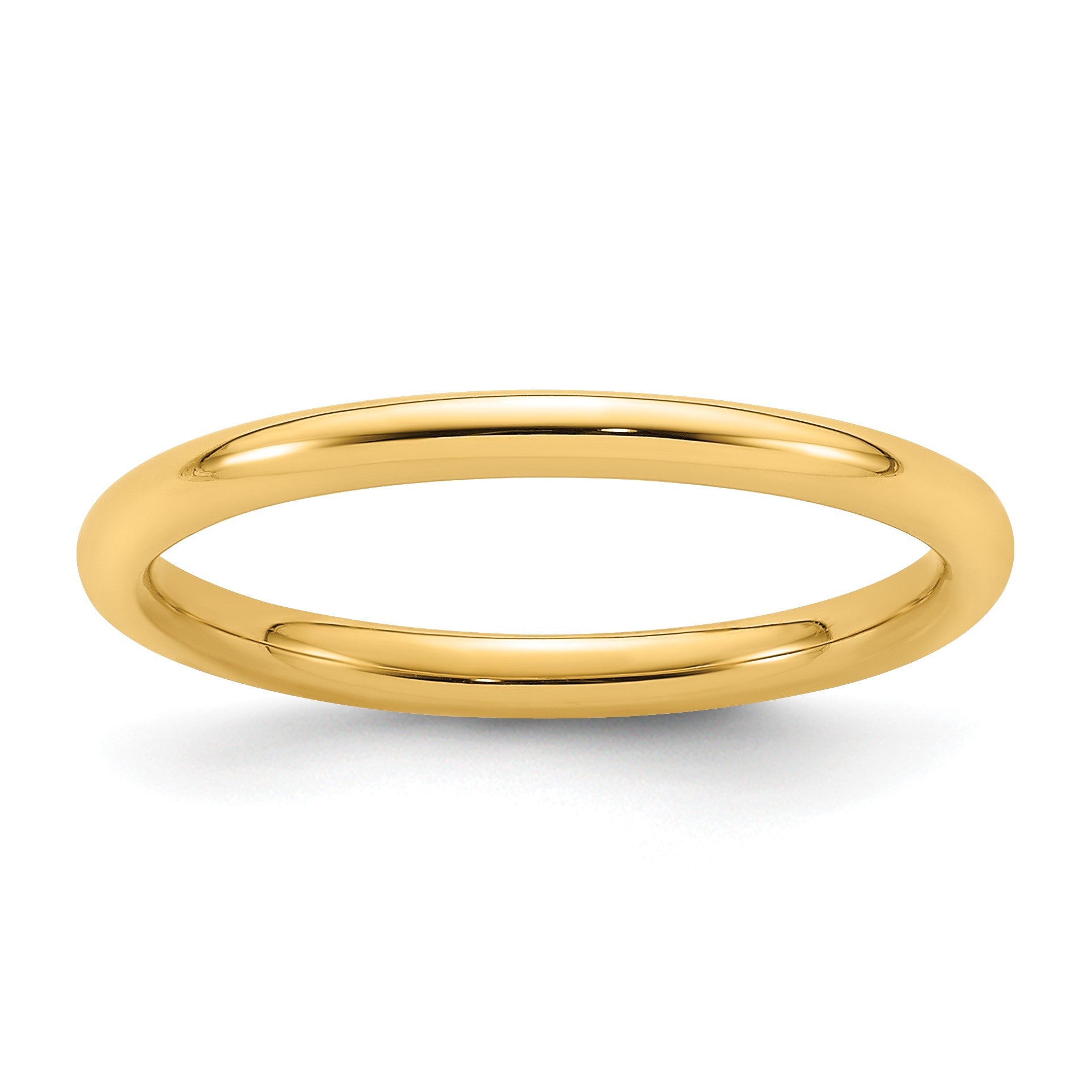 14k Yellow Gold 2mm Standard Weight Comfort Fit Wedding Band Size 9